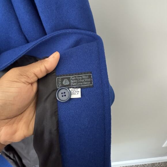 VTG Fashion Blue Overcoat Size 12 Womens Pure New Wool 90s Classic Lady Coat - Picture 5 of 6